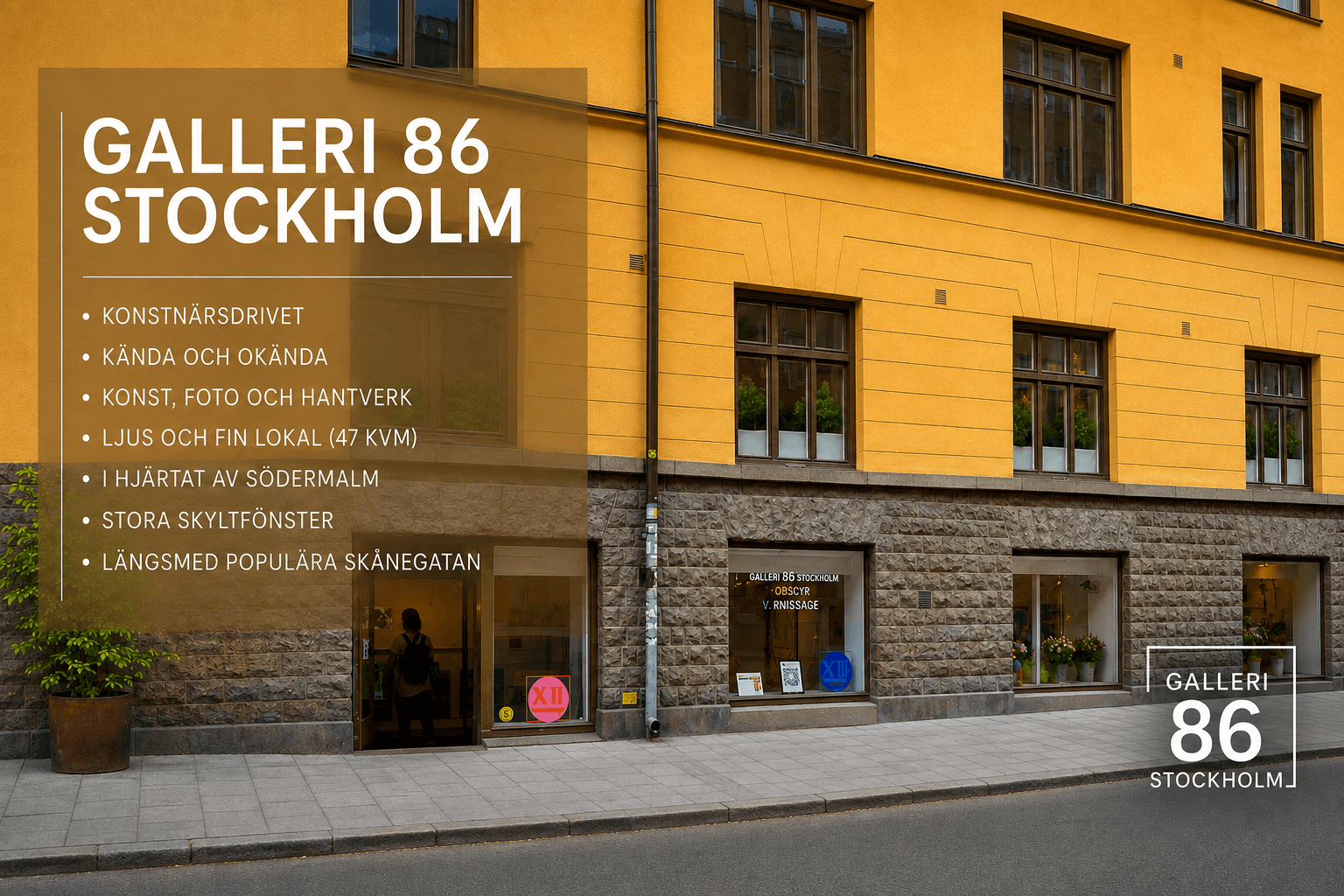 Interiörbild av Galleri 86, Skånegatan 86
